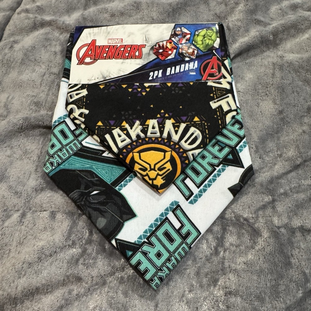 Marvel Avengers 2‎ pack Handkerchief Bandana 17.5" x 17.5" Wakanda Forever
